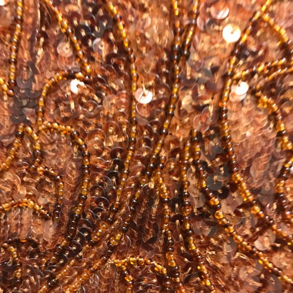 Vintage sequin beaded paisley print short sleeve top Italy crop silk M - Picture 7 of 9